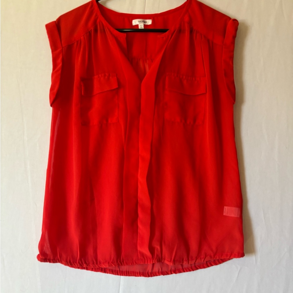Chic Red Cap Sleeve Blouse